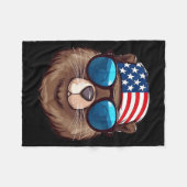 Amerikaanse bever met Amerikaanse vlag Independenc Fleece Deken (Voorkant (Horizontaal))