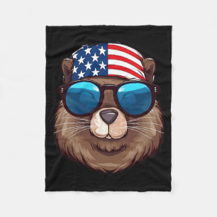Amerikaanse bever met Amerikaanse vlag Independenc Fleece Deken