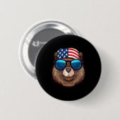 Amerikaanse bever met Amerikaanse vlag Independenc Ronde Button 5,7 Cm (Voorkant /achterkant)