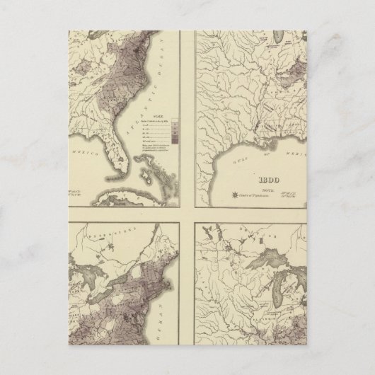 Amerikaanse bevolking 1790-1820 briefkaart (Voorkant)