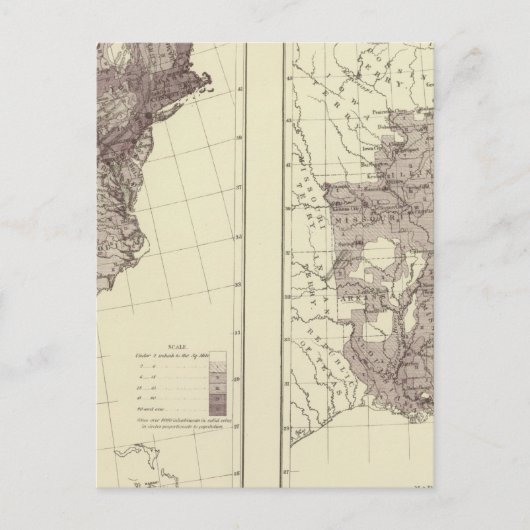 Amerikaanse bevolking 1830-1840 briefkaart (Voorkant)