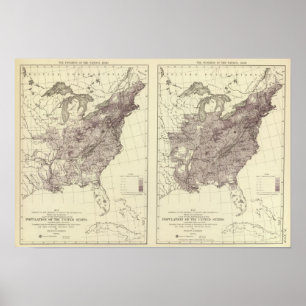 Amerikaanse bevolking 1830-1840 poster