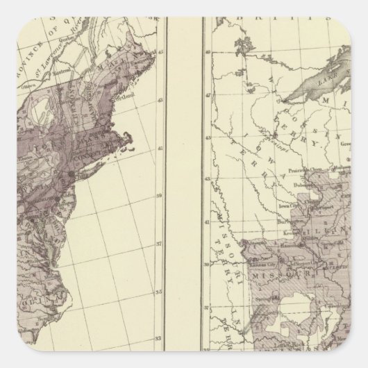 Amerikaanse bevolking 1830-1840 vierkante sticker (Voorkant)