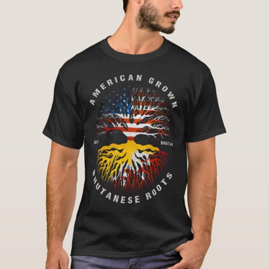 Amerikaanse Bhutanese rots Bhutan Flag T-shirt (Voorkant)