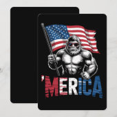 Amerikaanse Bigfoot Patriottische vlag op 4 juli Kaart (Voorkant / Achterkant)