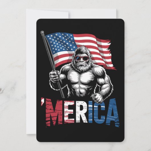 Amerikaanse Bigfoot Patriottische vlag op 4 juli Kaart (Voorkant)