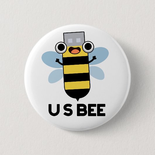 Amerikaanse Bij Mop USB Technische Woordspeling Ronde Button 5,7 Cm (Voorkant)