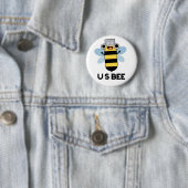 Amerikaanse Bij Mop USB Technische Woordspeling Ronde Button 5,7 Cm (In situ)