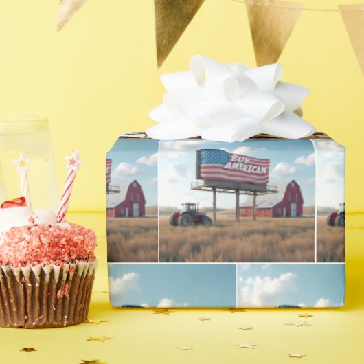 Amerikaanse Billboard kopen met rode tractor en sc Cadeaupapier (Verjaardagsfeest)