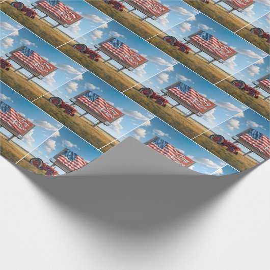 Amerikaanse Billboard Sign kopen met oude tractor Cadeaupapier (Hoek)