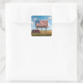 Amerikaanse Billboard Sign kopen met oude tractor Vierkante Sticker (Tas)