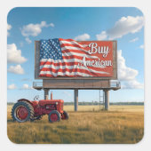 Amerikaanse Billboard Sign kopen met oude tractor Vierkante Sticker (Voorkant)