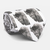 Amerikaanse Bison Buffalo Wildlife Charcoal Art Stropdas (Opgerold)