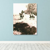 Amerikaanse Bison Hunters (foto) Canvas Afdruk (Insitu (Houten vloer))