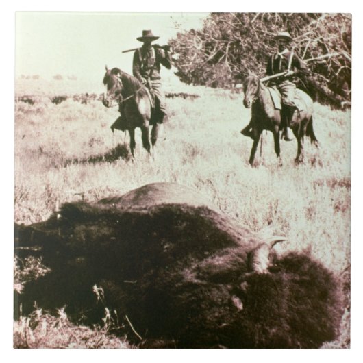 Amerikaanse Bison Hunters (foto) Tegeltje (Voorkant)