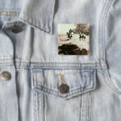 Amerikaanse Bison Hunters (foto) Vierkante Button 5,1 Cm (In situ)
