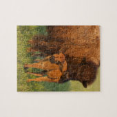 Amerikaanse Bison koe en kalf, North Dakota Legpuzzel (Horizontaal)