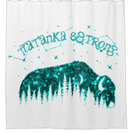 Amerikaanse Bison Moon Star Galaxy Blauwgroen Whit Douchegordijn