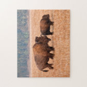Amerikaanse Bizon (Bison bison) Koe en Kalf Legpuzzel (Verticaal)
