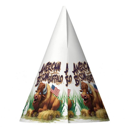 Amerikaanse bizon buffel met Amerikaanse vlag Feesthoedjes (Achterkant)