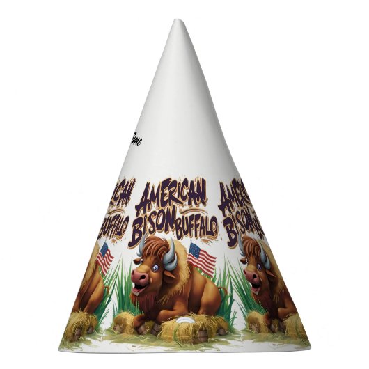 Amerikaanse bizon buffel met Amerikaanse vlag Feesthoedjes (Rechts)