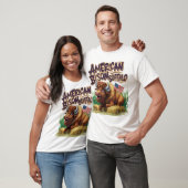 Amerikaanse bizon buffel met Amerikaanse vlag T-shirt (Unisex)