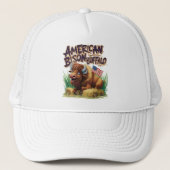 Amerikaanse bizon buffel met Amerikaanse vlag Trucker Pet (Voorkant)