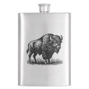 Amerikaanse bizon buffel op roestvrijstalen kolf flacon