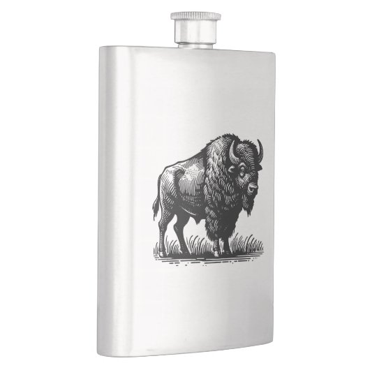 Amerikaanse bizon buffel op roestvrijstalen kolf flacon (Rechts)