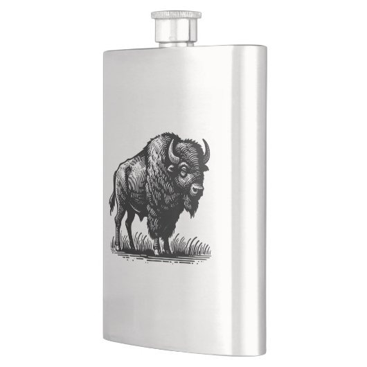 Amerikaanse bizon buffel op roestvrijstalen kolf flacon (Links)