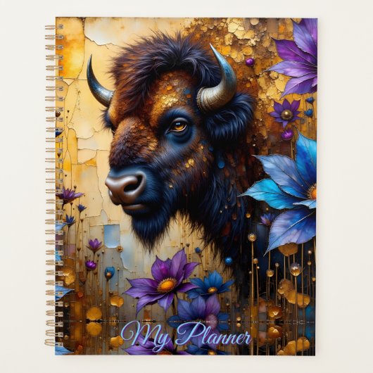 Amerikaanse Bizon in gestructureerde Bloem *Person Planner (Voorkant)