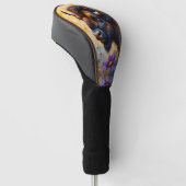 Amerikaanse Bizon in getextureerd bloemenportret Golfheadcover (Schuin)