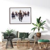 Amerikaanse bizon kudde in sneeuw muur kunst poster