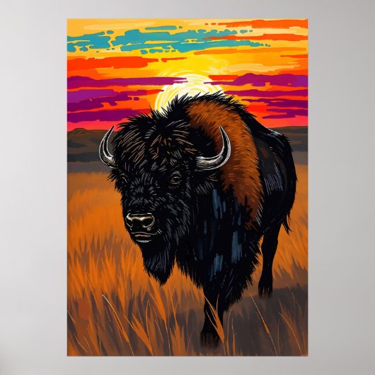 Amerikaanse Bizon Kunst Poster (Voorkant)