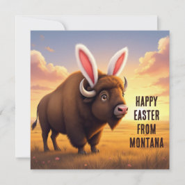 Amerikaanse bizon met konijnenoren feestdagenkaart