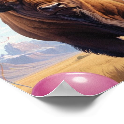 Amerikaanse bizon verjaardag pet & ballonnen poster (Hoek)