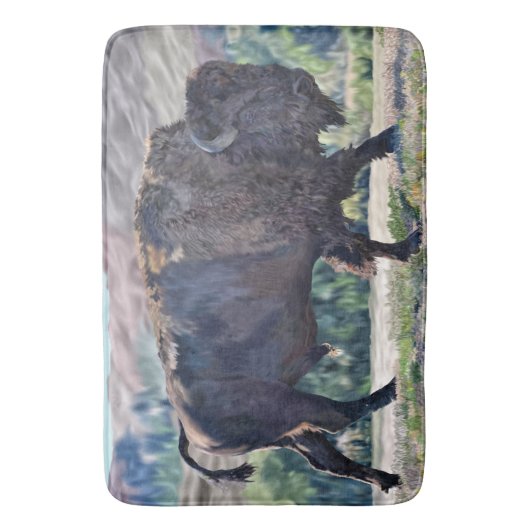 Amerikaanse bizon zwerven in grasland setting badmat (Voorkant Verticaal)