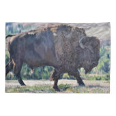 Amerikaanse bizon zwerven in grasland setting kussensloop (Achterkant)