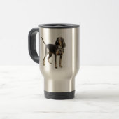 Amerikaanse Black and Tan Coon Hound Reisbeker (Voorkant links)