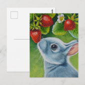 Amerikaanse blauwe konijn en aardbeien Waterverf A Briefkaart (Voorkant / Achterkant)