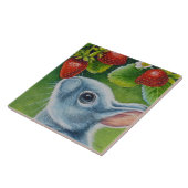 Amerikaanse blauwe konijn en aardbeien Waterverf A Tegeltje (Zijkant)