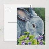 Amerikaanse blauwe konijn in Violets Waterverf Art Briefkaart (Voorkant / Achterkant)