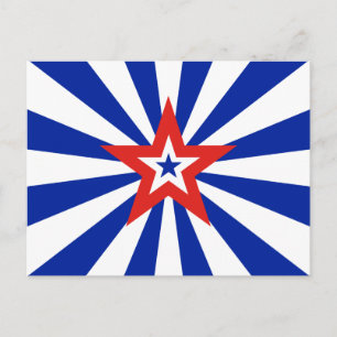 Amerikaanse Blauwe Sterrenexplosie Patriottische P Uitnodiging Briefkaart