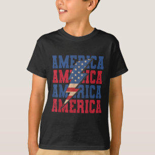 Amerikaanse Bliksemschicht Patriottische Usa Vlag T-shirt