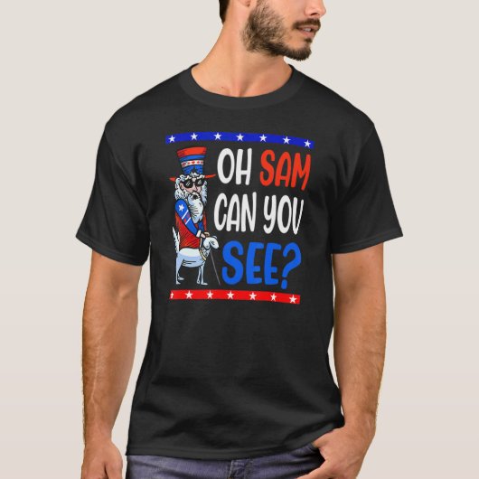 Amerikaanse Blind Uncle Sam 4th of July Mannen WOM T-shirt (Voorkant)