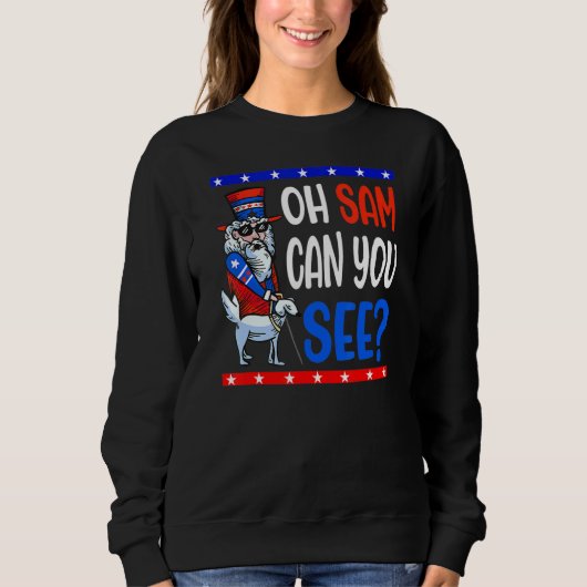Amerikaanse Blind Uncle Sam 4th of July Mannen WOM Trui (Voorkant)
