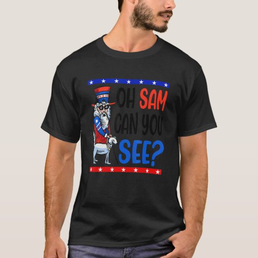 Amerikaanse Blindenoom Sam op 4 juli Mannen Wome T-shirt (Voorkant)