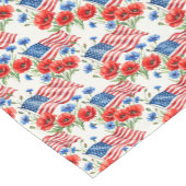 Amerikaanse Bloemen En Vlaggen Korte Tafelloper (Hoek)