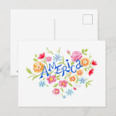 Amerikaanse bloemhartansichtkaart briefkaart (Voorkant / Achterkant)