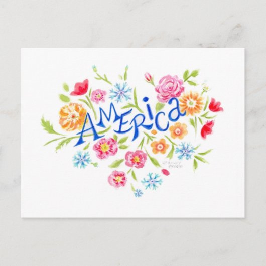 Amerikaanse bloemhartansichtkaart briefkaart (Voorkant)
